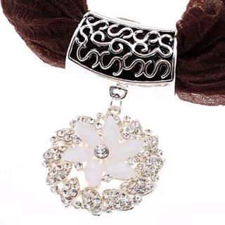 USD $ 13.59   Brown Flower Diamond Pendant Scarf Necklace,