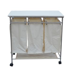  Cart w Removable 3 Bag Washing Hamper Built in Ironing Board