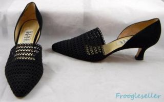 Nine West Womens Ira DOrsay Heels Shoes 10 M Black Fabric Suede