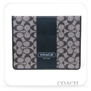  Authentic COACH Heritage Stripe Tablet iPAD Case Black F77261 w/Box