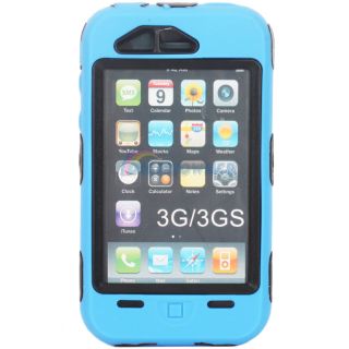  High Impact Combo Hard Rubber Case for Apple iPhone 3G/3GS Black/Blue