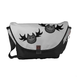 Cute and funny vampire bats on gray messenger bag 