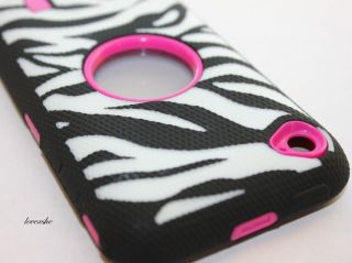 iPod Touch 4th Gen HARD SOFT HEAVY DUTY ARMOR CASE COVER PINK BLACK