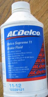 ACDelco AC Delco Supreme 11 Brake Fluid Dot 3 11 12 GM Chevy 12339121