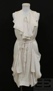 Isabel Marant Pearl White Ruffle Sleeveless Belted Dress