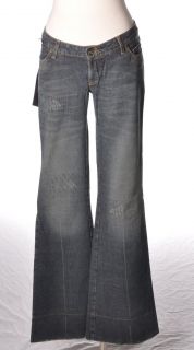  LAUNDRY Super Techno Flare Distressed Denim Lowrise Raver Jeans 36