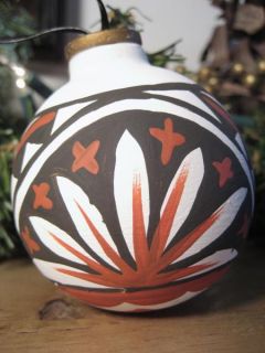 Hand Painted Christmas Ornament Isleta Pueblo Pottery Native
