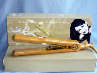 ISO Beauty Tourmaline Hair Straightener Flat Iron Turbo Pro Gold