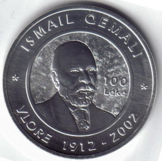 Albania 2002 Silver 100 Leke Ismail Qemali Proof