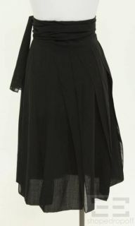 Issey Miyake Black Wool Pleated Wrap Skirt Size 2
