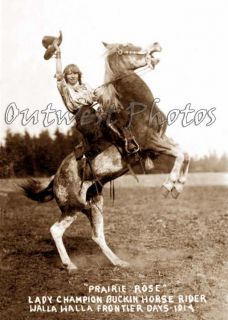  RODEO ROUND UP COWGIRL PRAIRIE ROSE HENDERSON BUCKING HORSE PHOTO