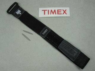 Timex Ironman Watch Band Strap Black 20mm Nylon Weave and Velcro