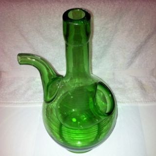 Antique Emerald Green Italian Wine Decanter Hand Blown Early 1890S
