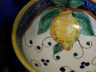 Vietri Italian Pottery Tuscan Lemons XL Olive Oil Dipping Bowl Dish