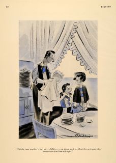 1939 Cartoon Irving Phillips Mom Pay Day Cocktail Bar Original
