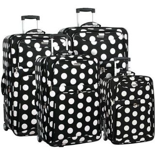 Overland Polka Dot 4 Piece Luggage Set in Black White