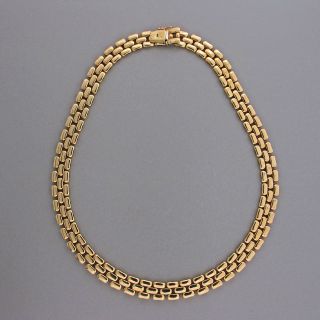 Italy Designer Cit 14k Gold 3 Row Panther Chain Necklace 1960S