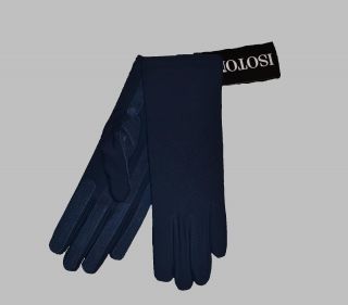 Isotoner Stretch Classic Navy Blue Fleece Lined Winter Gloves Suede