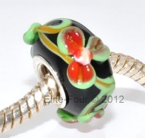  Flowers Italian Murano Glass European Artisan Charm Bead USA IX