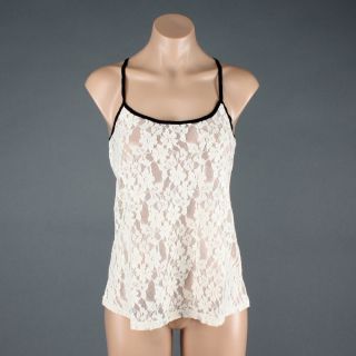 Ivory Lace Spaghetti Strap Sheer Cami Tank Top s Size