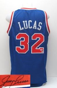 Jerry Lucas Autographed New York Knicks Blue Jersey PSA