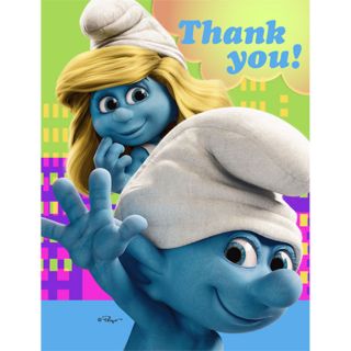 Smurfs Thank You Notes Birthday Party Supplies New