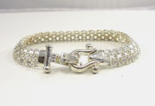 Milor Italy Sterling Silver Panther Link Bracelet Hook Clasp 7 5