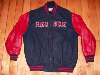 Boston Red Sox Varsity Leather Jacket Pedroia Shirt Jersey Ortiz VTG