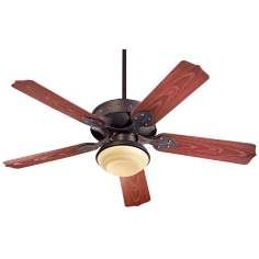52 Quorum Hudson Toasted Sienna Patio Ceiling Fan and Light