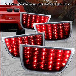 10 11 Chevy Camaro Sequential Black Housing LED w Clear Lens Tail