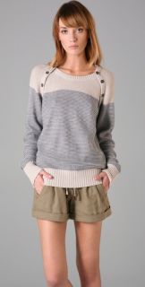 Charlotte Ronson Burlap Stripe Raglan Sweater