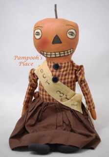 Primitives by Kathy October 31 Jack E Halloween Folk Art Doll