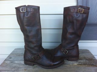 Frye Boot Veronica Slouch Dark Brown Women Leather Riding boot SZ 8 5