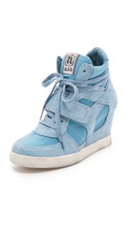Ash Cool Suede Wedge Sneakers with Canvas Insets