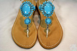 Ivanka Trump Verena Blue Multi Thong Sandal Shoes