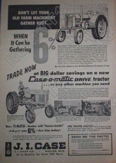 1958 Case 600 Tractor Ad Caseomatic