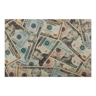 Great money background with various dollar bills. Paper money makes a