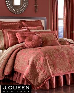 Queen New York Gramercy Red 9 Piece King Comforter Euros Pillows Set