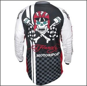New Ed Hardy Motorsports Racing Motorcycle Jersey Skull Checkered Race