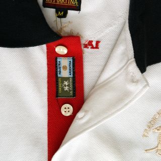 New La Martina White England Short Sleeve Polo T Shirt Genuine RRP