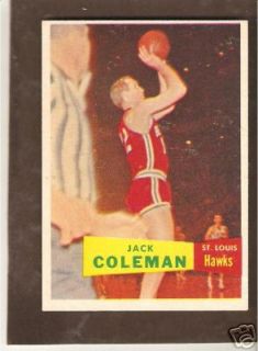 1957 58 Topps 70 Jack Coleman Hawks Louisville EXMT