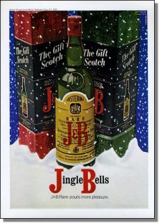 1970 J B RARE Scotch Whisky Jingle Bells Christmas Ad