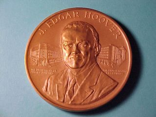 Edgar Hoover FBI Director 1972 Huge Bronze Medal United States Mint