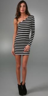 Torn by Ronny Kobo Olivia One Sleeve Stripe Mini Dress
