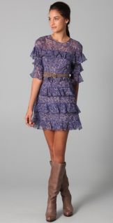 Rebecca Taylor Lace Print Ruffle Dress