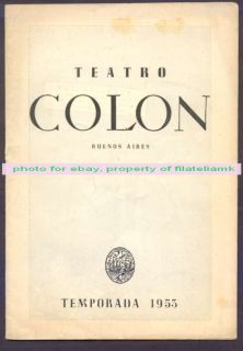 Programme Colon Theater Opera Renee Mazella 1953 L K