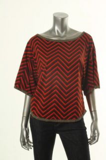 Marc Jacobs New Red Elbow Sleeves Zigzag Jersey Wide Top Blouse L BHFO