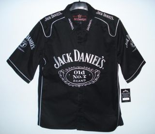 Size L NASCAR Jack Daniels Black E Mbroidered Pit Crew Shirt L New