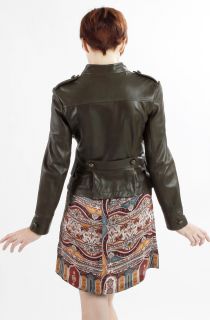  New Black Brown Green Chic Lambskin Leather Military Jacket