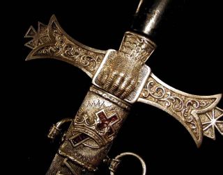 Medieval Demolay Warrior Old RARE Masonic Templar Sword Knights